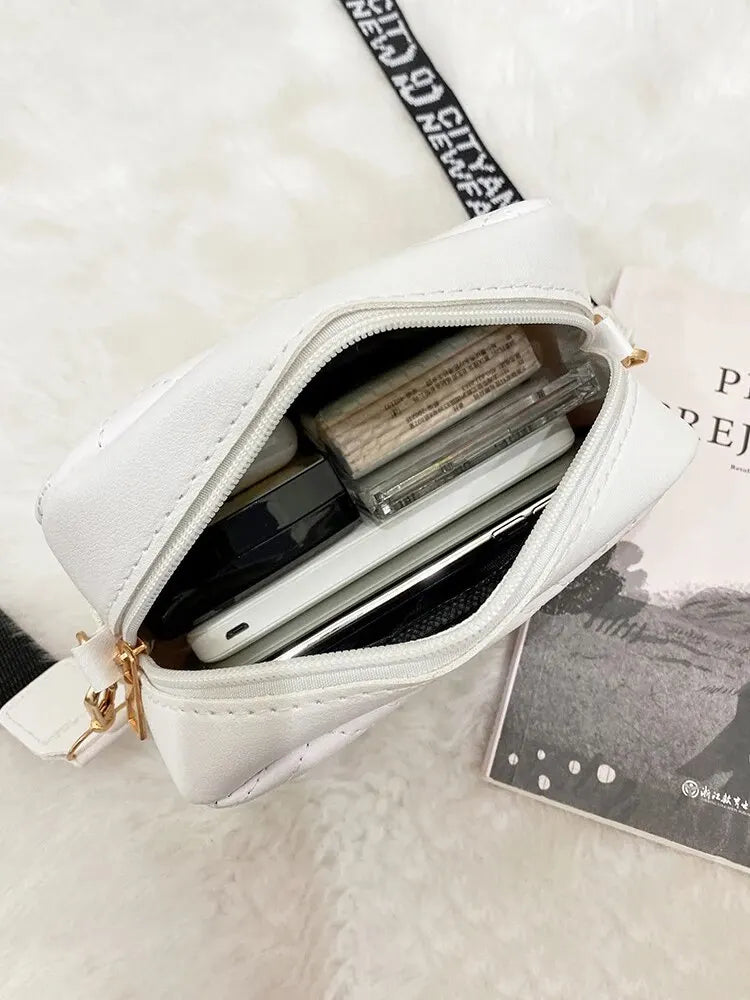 Wave Embroidery Square Bag Shoulder Strap Crossbody Bag for Women
