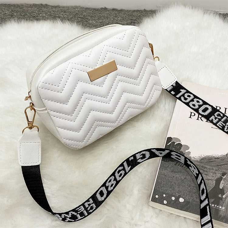 Wave Embroidery Square Bag Shoulder Strap Crossbody Bag for Women