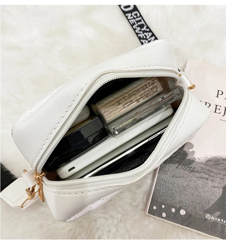Wave Embroidery Square Bag Shoulder Strap Crossbody Bag for Women