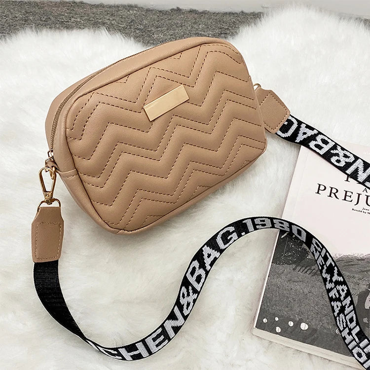 Wave Embroidery Square Bag Shoulder Strap Crossbody Bag for Women