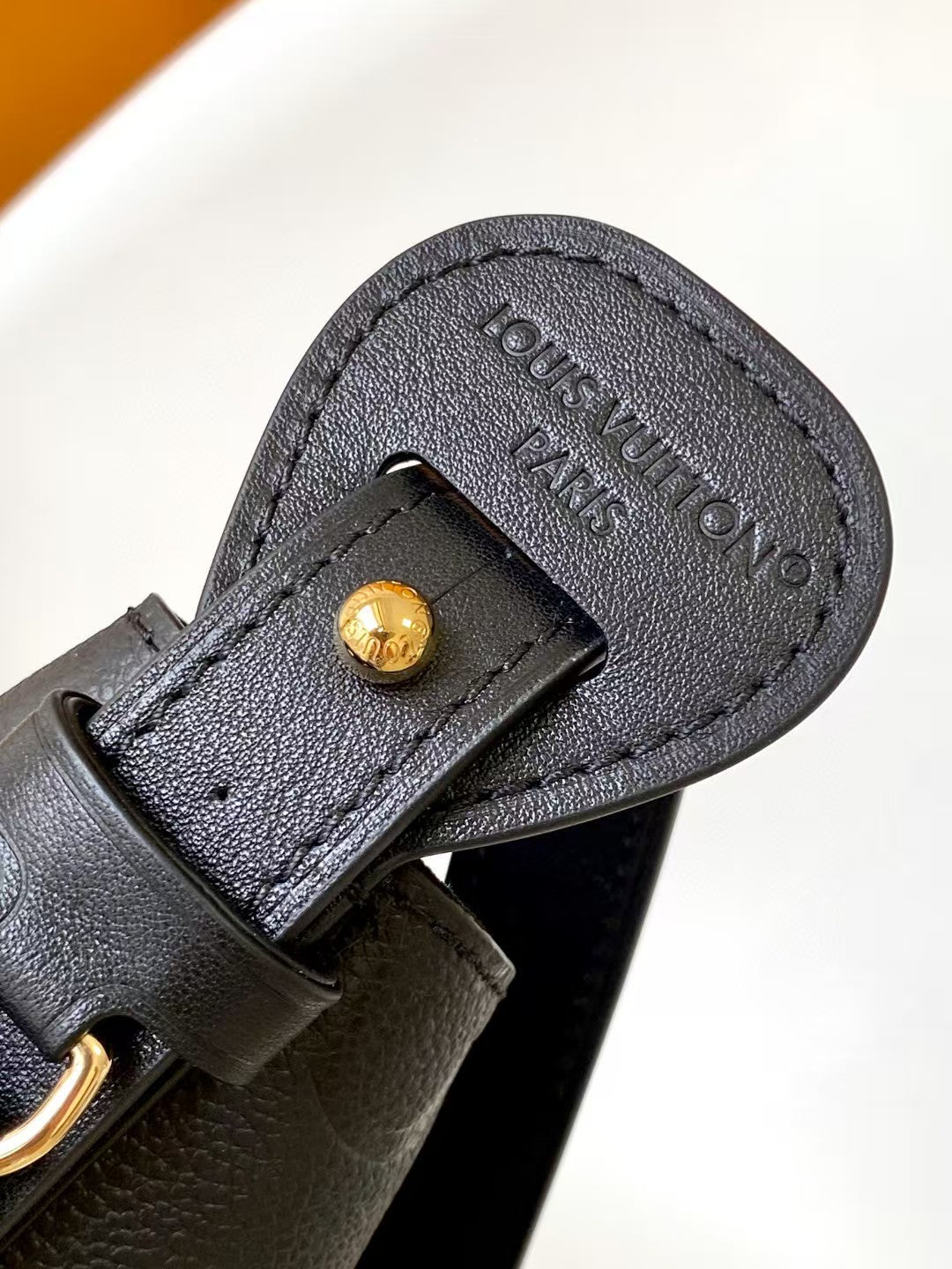 M40817 Bucket Shoulder Bag Monogram Embossed Black Color.