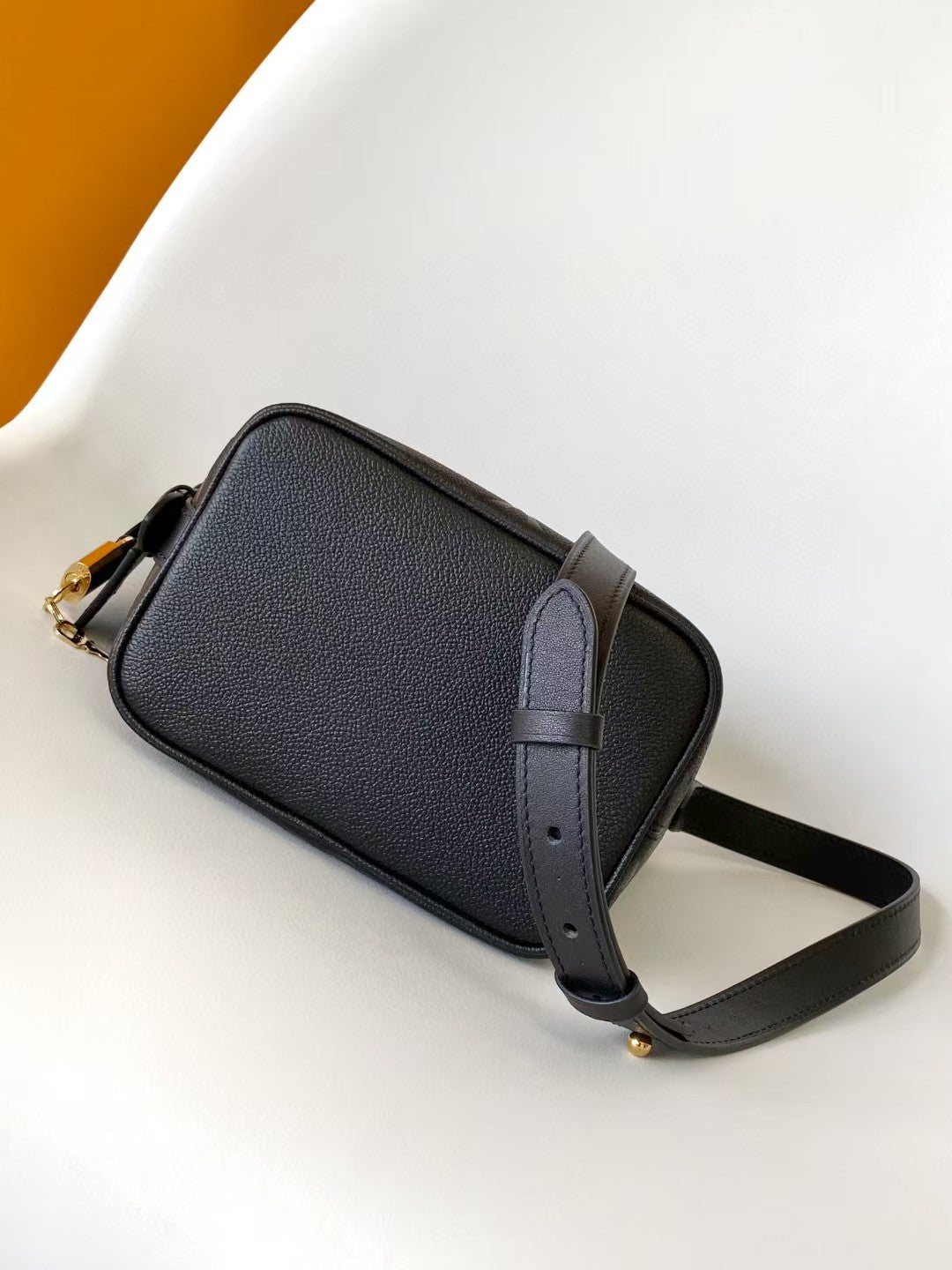 M40817 Bucket Shoulder Bag Monogram Embossed Black Color.