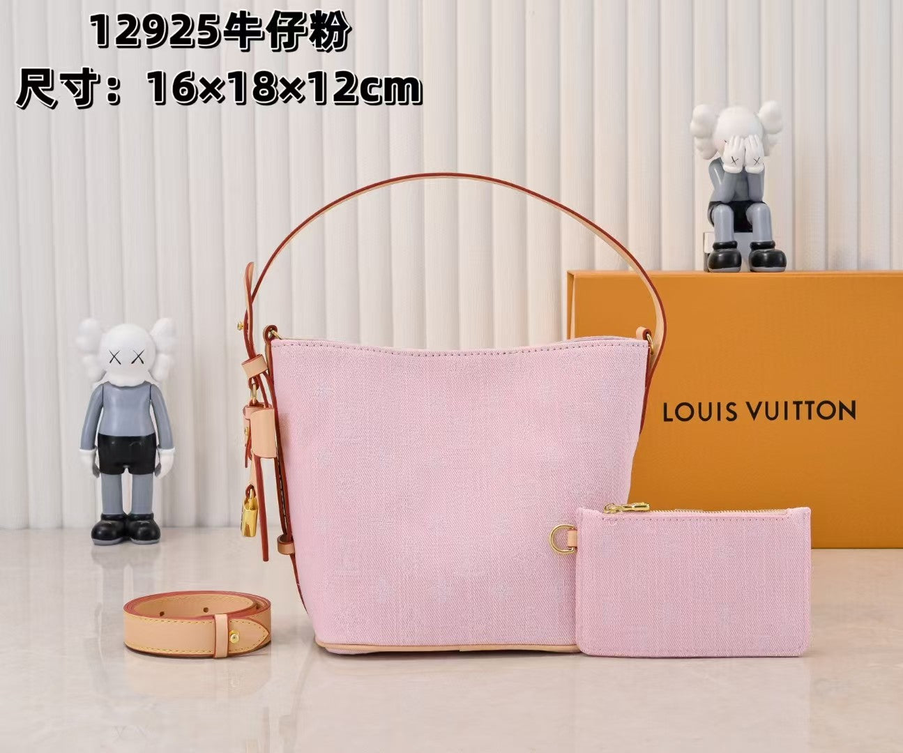 M45124 Bucket Shoulder Bag, Monogram Canvas Pink.