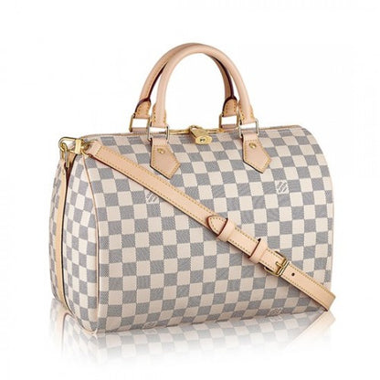 N41373 Speedy Bandouliere 30 Tote Bag Damier Azur Canvas