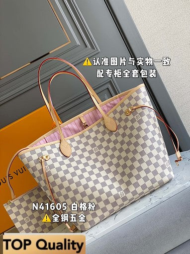 M40995 NEVERFULL WHITE DAMIER CANVAS BAGS.  MM/GM