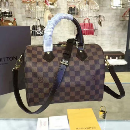 N41368 Speedy Bandouliere 25 Tote Bag Damier Ebene Canvas