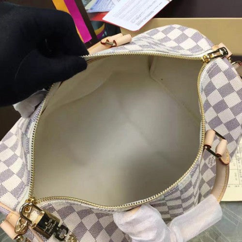 N41372 Speedy Bandouliere 35 Tote Bag Damier Azur Canvas