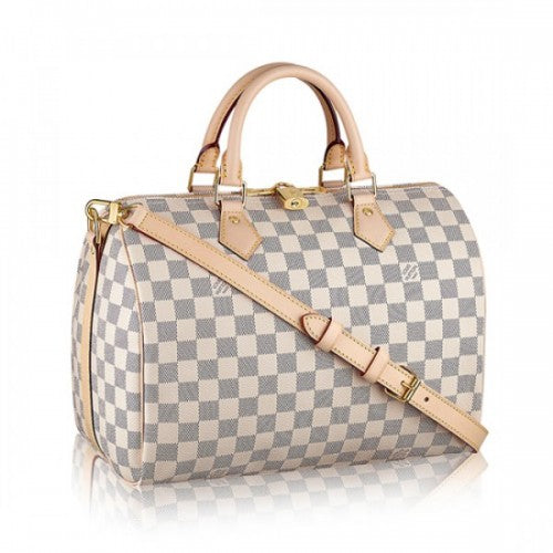 N41373 Speedy Bandouliere 30 Tote Bag Damier Azur Canvas