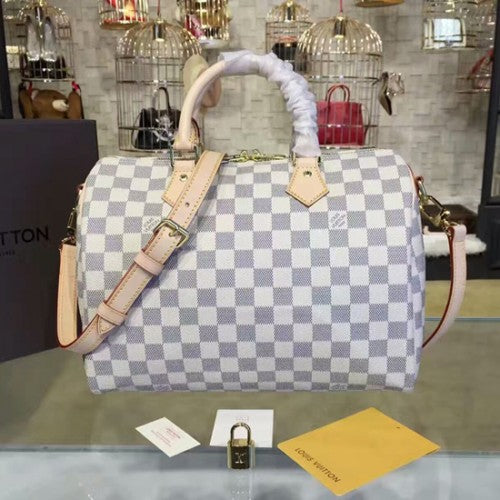 N41373 Speedy Bandouliere 30 Tote Bag Damier Azur Canvas