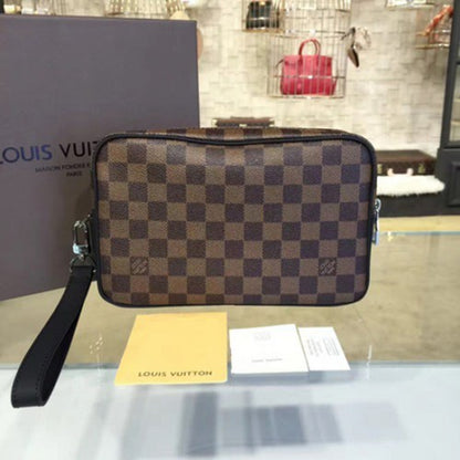 N41663 Kasai Clutch Damier Ebene Canvas