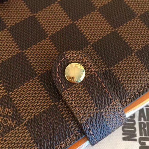 R20700 Small Ring Agenda Cover Damier Ebene Canvas