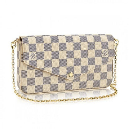 N63106 Pochette Felicie Chain Wallet Damier Azur Canvas