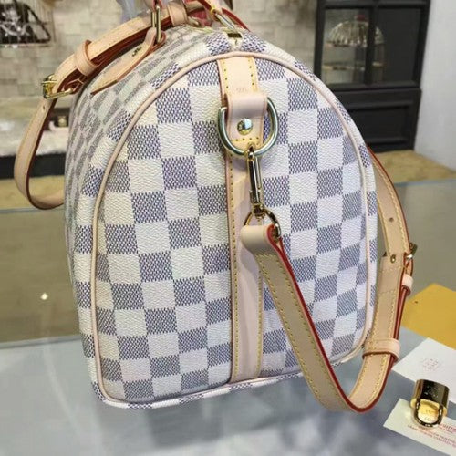 M41113 Speedy Bandouliere Tote Bag White Checker Canvas