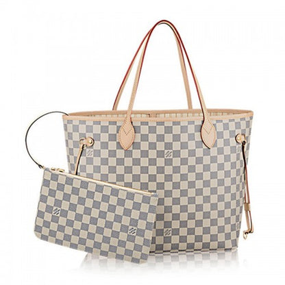 N41361 Neverfull MM Shoulder Bag Damier Azur Canvas