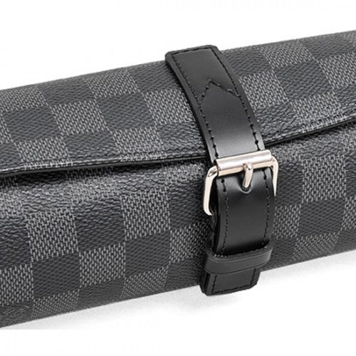 N41137 3 Watch Case Damier Graphite Canvas