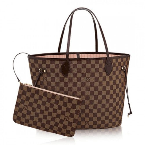 M40995 Neverfull Shoulder Bag Damier Canvas/Pink-interior. MM/GM