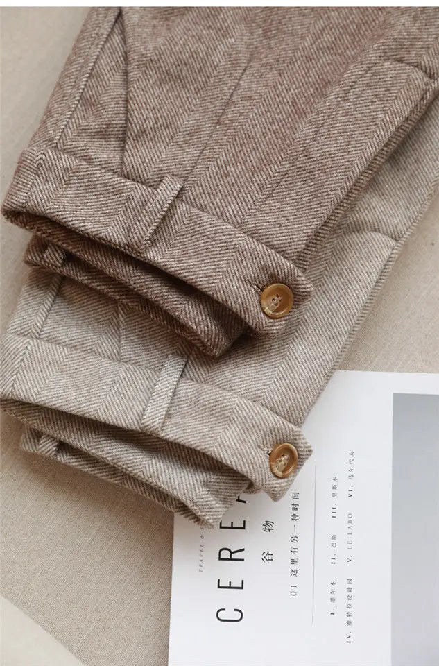 Woolen Pants Women's Harem Pencil Pants Autumn Winter High Waisted