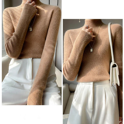 Sweater Women Half Turtleneck Knitted Pullovers Harajuku Korean Jumpers