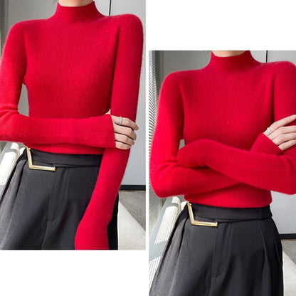 Sweater Women Half Turtleneck Knitted Pullovers Harajuku Korean Jumpers