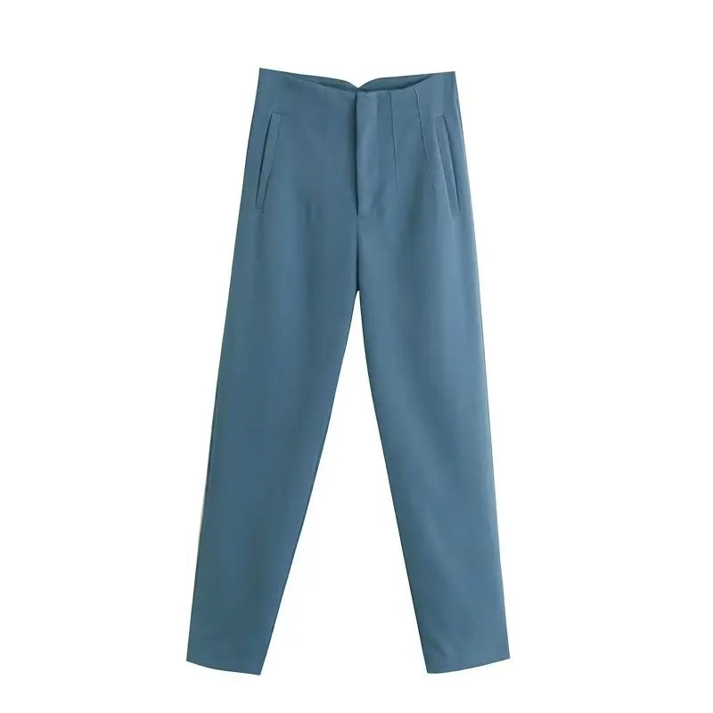 Women Fashion Straight Pants High Waist Female Chic Lady