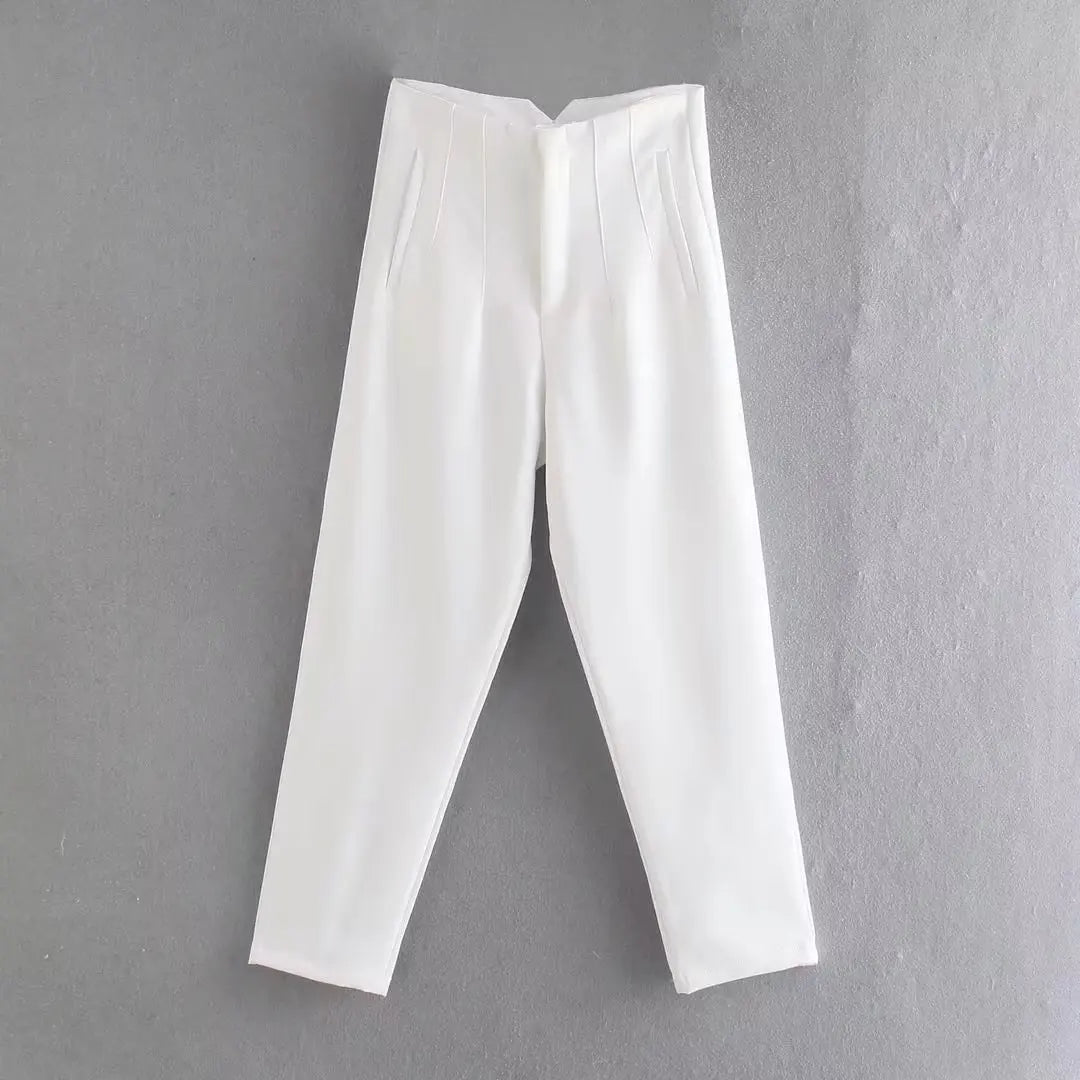 Women Fashion Straight Pants High Waist Female Chic Lady