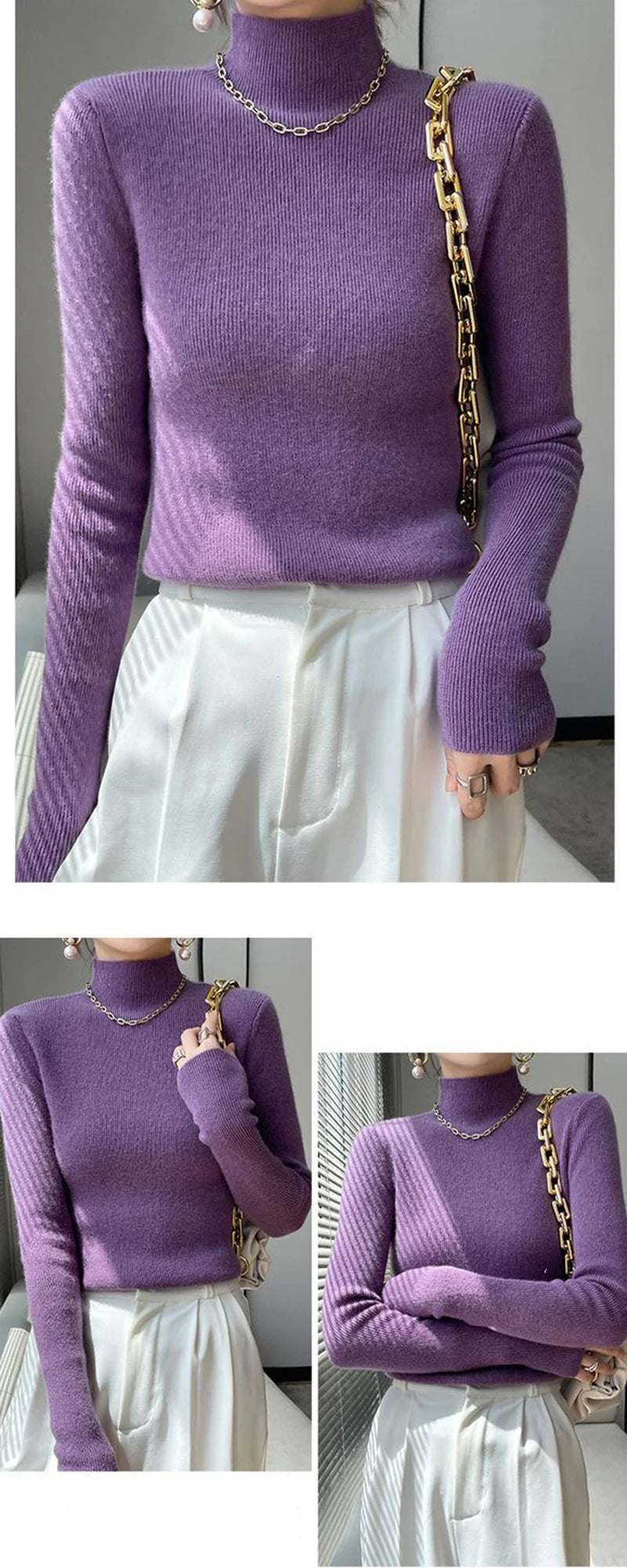 Sweater Women Half Turtleneck Knitted Pullovers Harajuku Korean Jumpers