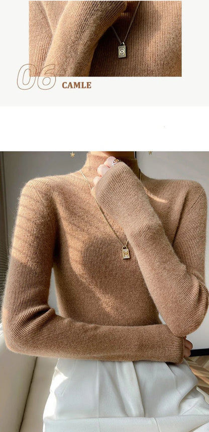 Sweater Women Half Turtleneck Knitted Pullovers Harajuku Korean Jumpers