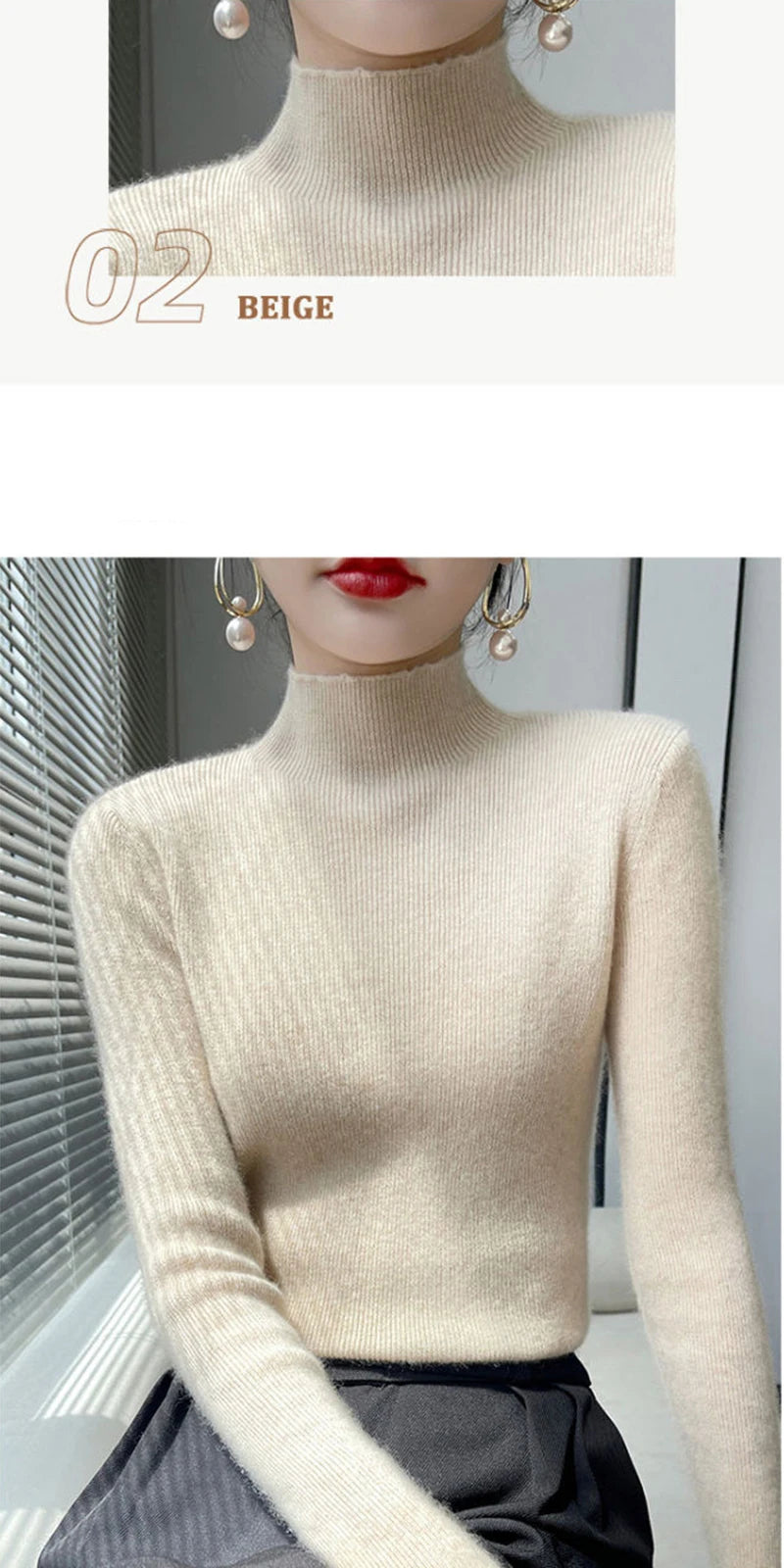 Sweater Women Half Turtleneck Knitted Pullovers Harajuku Korean Jumpers