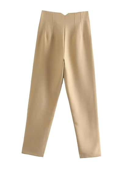 Women Fashion Straight Pants High Waist Female Chic Lady