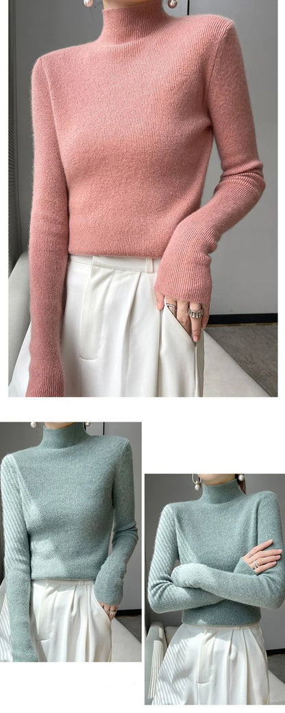 Sweater Women Half Turtleneck Knitted Pullovers Harajuku Korean Jumpers