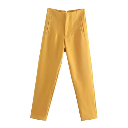 Women Fashion Straight Pants High Waist Female Chic Lady