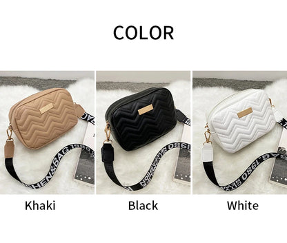 Wave Embroidery Square Bag Shoulder Strap  Crossbody Bag for Women