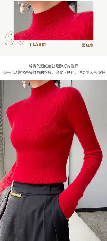 Sweater Women Half Turtleneck Knitted Pullovers Harajuku Korean Jumpers