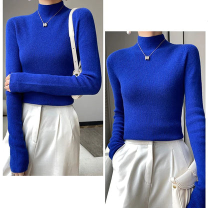 Sweater Women Half Turtleneck Knitted Pullovers Harajuku Korean Jumpers