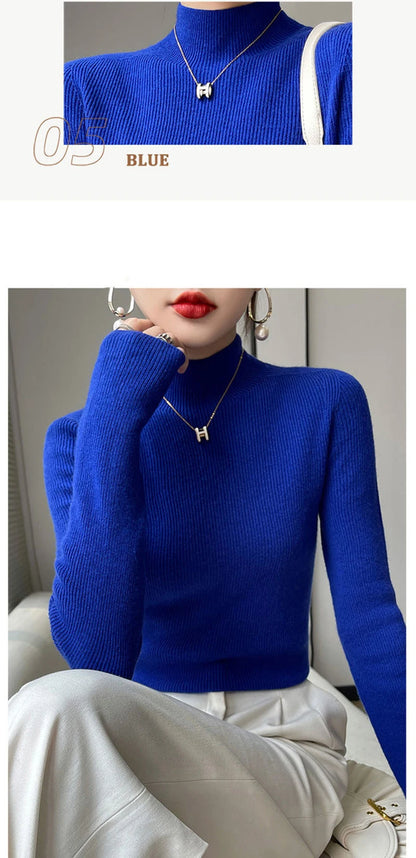 Sweater Women Half Turtleneck Knitted Pullovers Harajuku Korean Jumpers