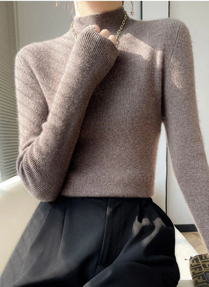 Sweater Women Half Turtleneck Knitted Pullovers Harajuku Korean Jumpers