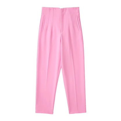 Women Fashion Straight Pants High Waist Female Chic Lady
