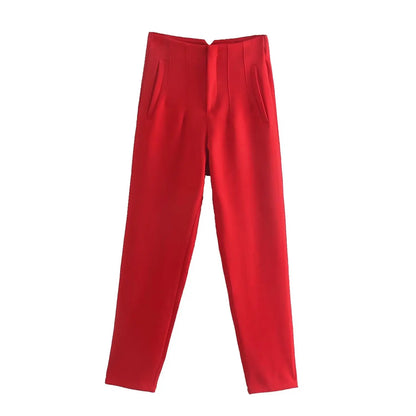 Women Fashion Straight Pants High Waist Female Chic Lady