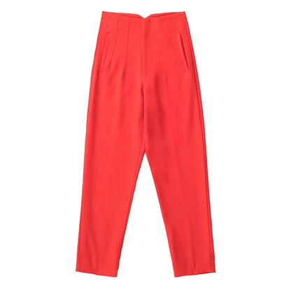 Women Fashion Straight Pants High Waist Female Chic Lady