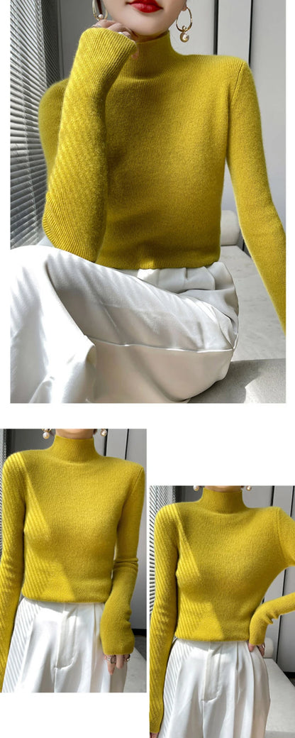Sweater Women Half Turtleneck Knitted Pullovers Harajuku Korean Jumpers