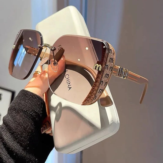 Cool Sunglasses Women Luxury Brand Letters Anti Strong Light Vintage