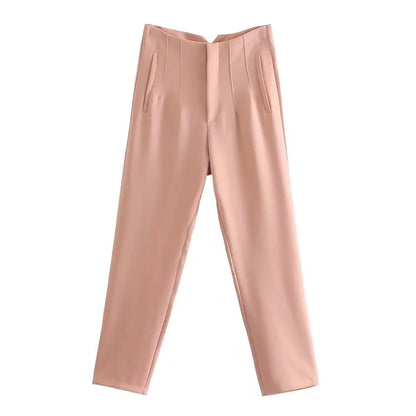 Women Fashion Straight Pants High Waist Female Chic Lady