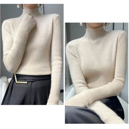 Sweater Women Half Turtleneck Knitted Pullovers Harajuku Korean Jumpers