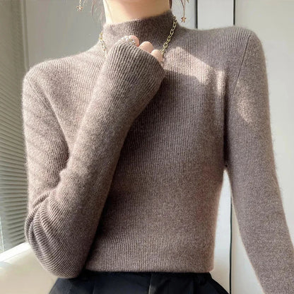 Sweater Women Half Turtleneck Knitted Pullovers Harajuku Korean Jumpers