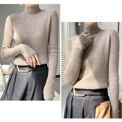 Sweater Women Half Turtleneck Knitted Pullovers Harajuku Korean Jumpers