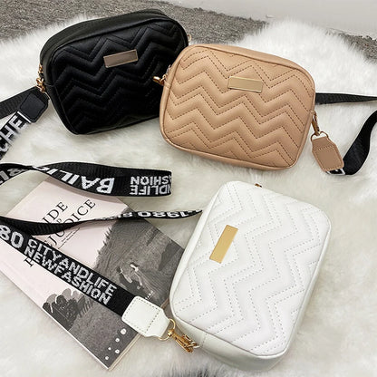 Wave Embroidery Square Bag Shoulder Strap  Crossbody Bag for Women