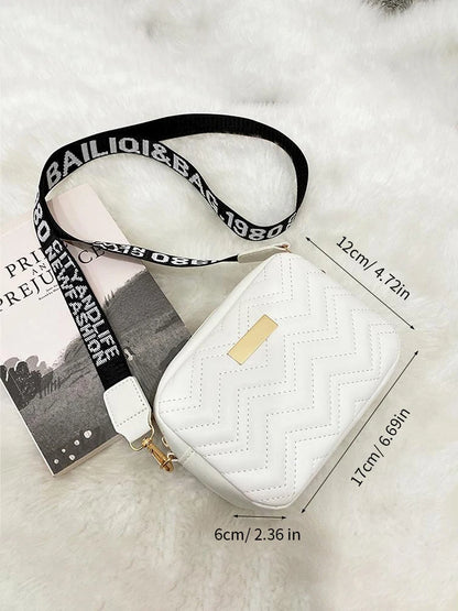 Wave Embroidery Square Bag Shoulder Strap  Crossbody Bag for Women