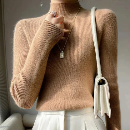Sweater Women Half Turtleneck Knitted Pullovers Harajuku Korean Jumpers