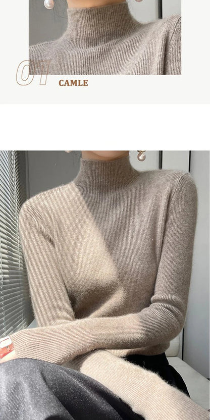 Sweater Women Half Turtleneck Knitted Pullovers Harajuku Korean Jumpers