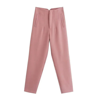 Women Fashion Straight Pants High Waist Female Chic Lady